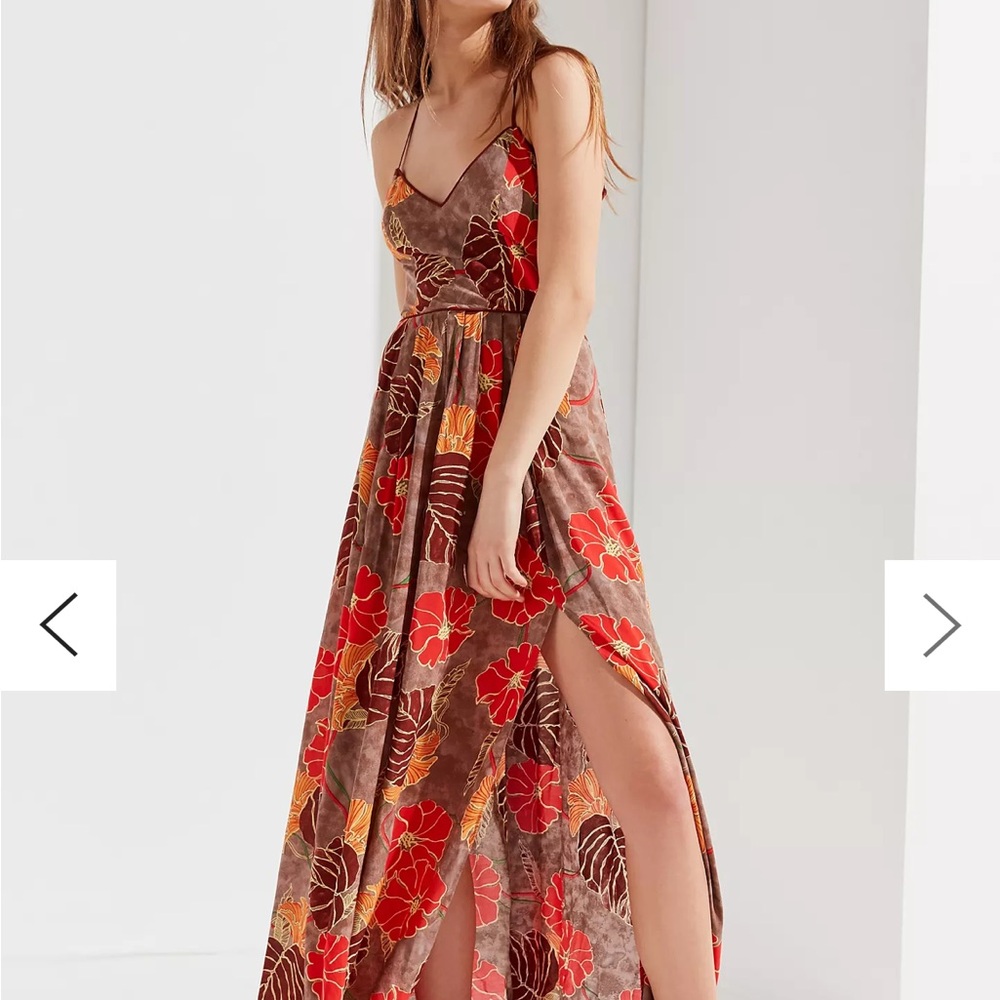 UO Gia Lace-Up Maxi Dress Urban Outfitters M Sold Out
